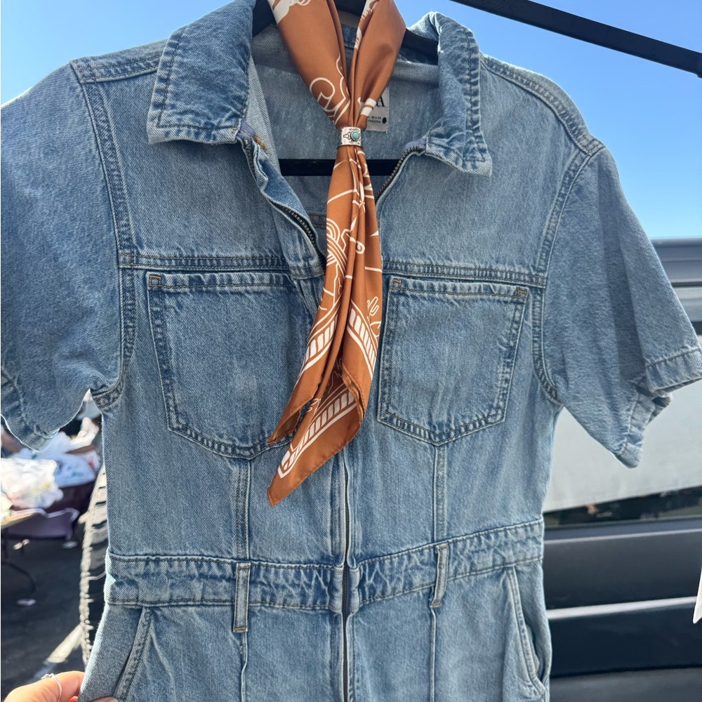 Zara Light Blue Denim Jumpsuit